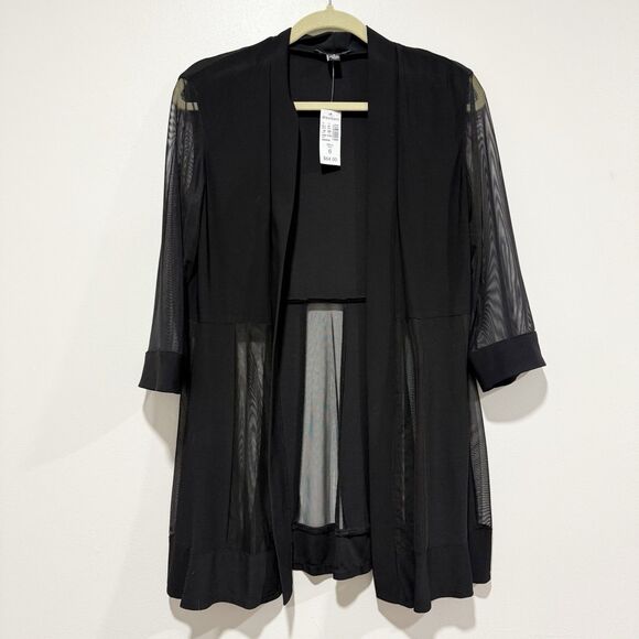 Dress Barn Roz And Ali NWT Black Mesh Open Light Cardigan Women Size 6 - Picture 1 of 5